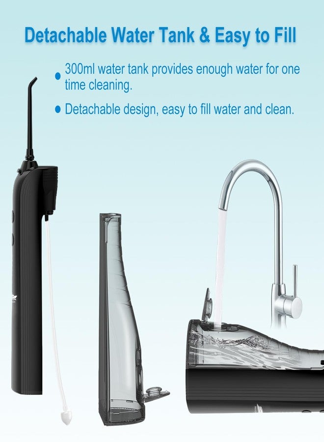 BESTOPE Rechargeable Dental Flosser Oral Irrigator with 300ml Water Tank | 5 Modes | 5 Replaceable Jet Tips |IPX7 (Black) - Image 5